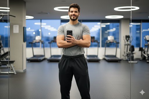 Modern Gym Mirror Selfie with Fitness Gear thumbnail 3