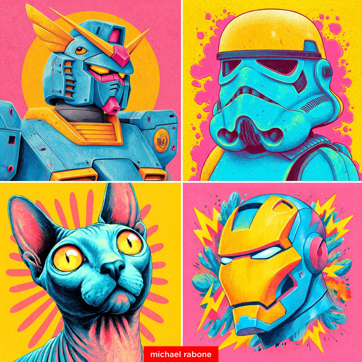 Bubblegum Neon Pop-Art Gundam Illustration - view 1