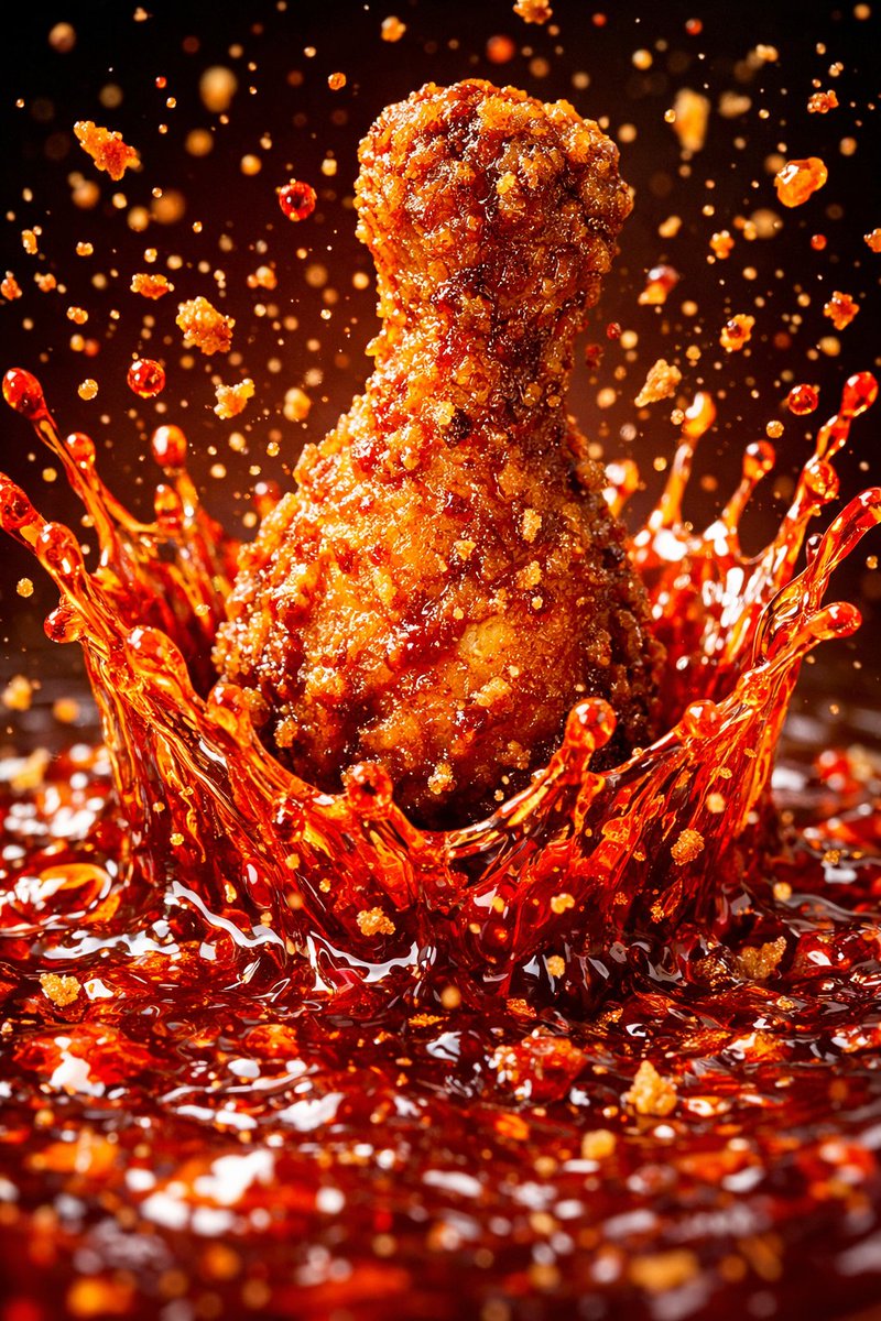 Hyper-Visual Fried Chicken Action Photography - view 1