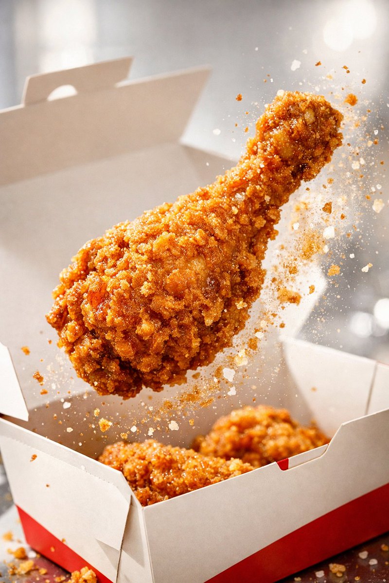 Hyper-Visual Fried Chicken Action Photography thumbnail 4