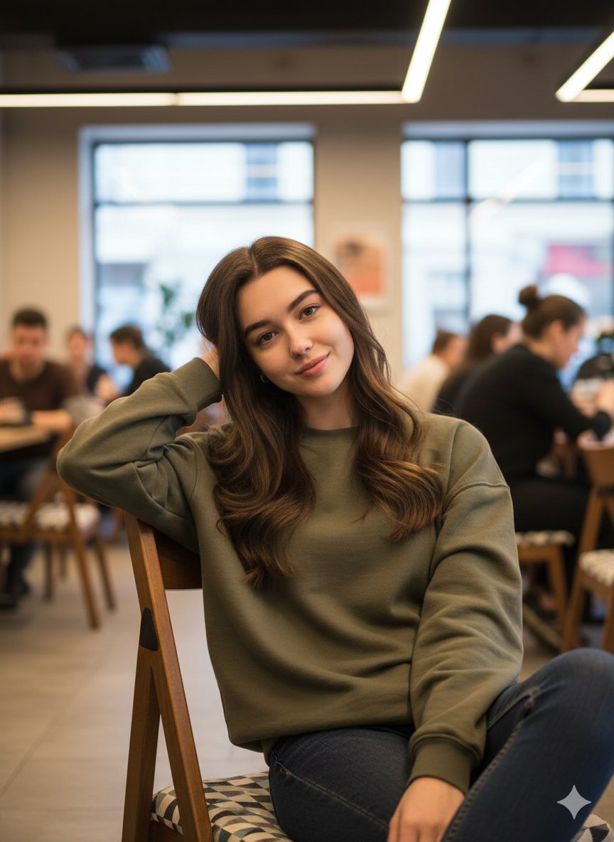 Ultra-realistic Indoor Café Portrait, Candid Pose - view 1