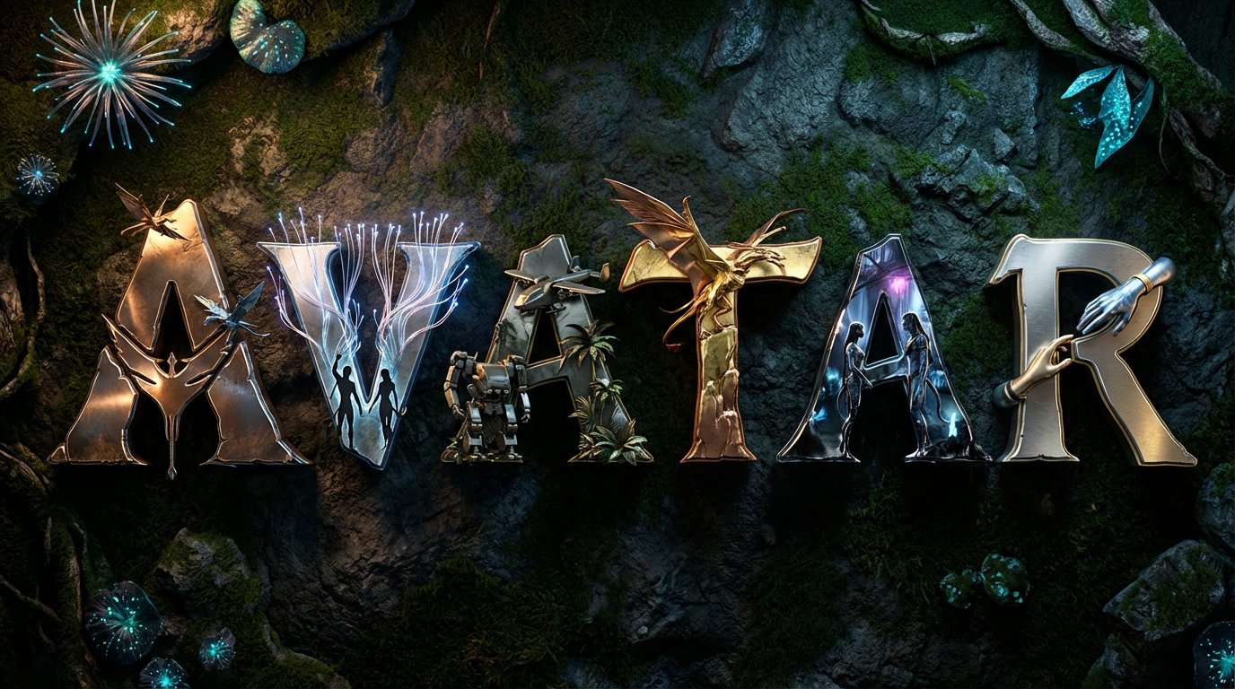 Cinematic 3D Metallic Typography with Integrated Scenes - view 1