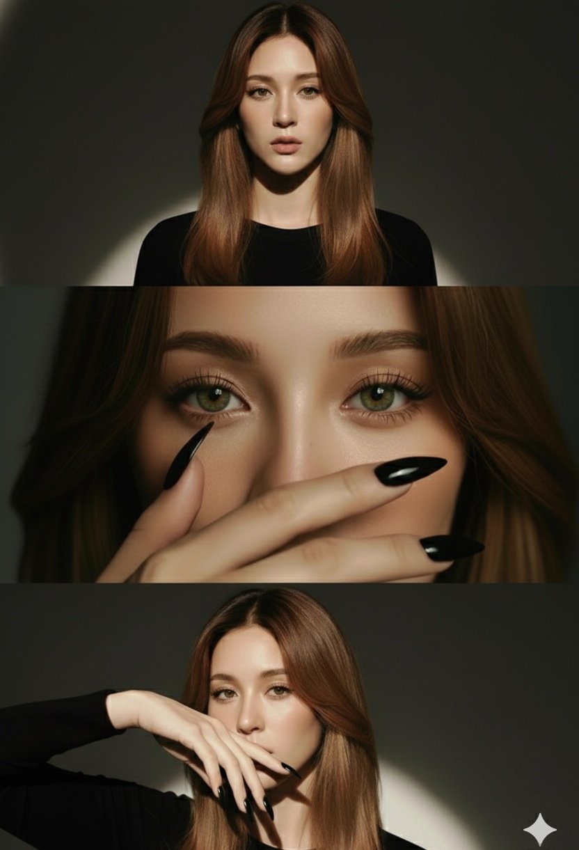 Cinematic Luxury High-Fashion Triptych Portrait - view 1