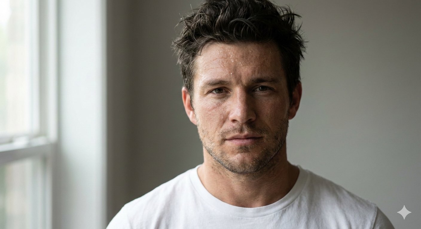 Realistic Macro Portrait of Muscular Man with Natural Detail - view 1