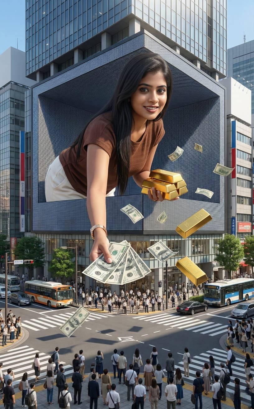 Hyper-realistic 3D Billboard with Interacting Figure - view 1