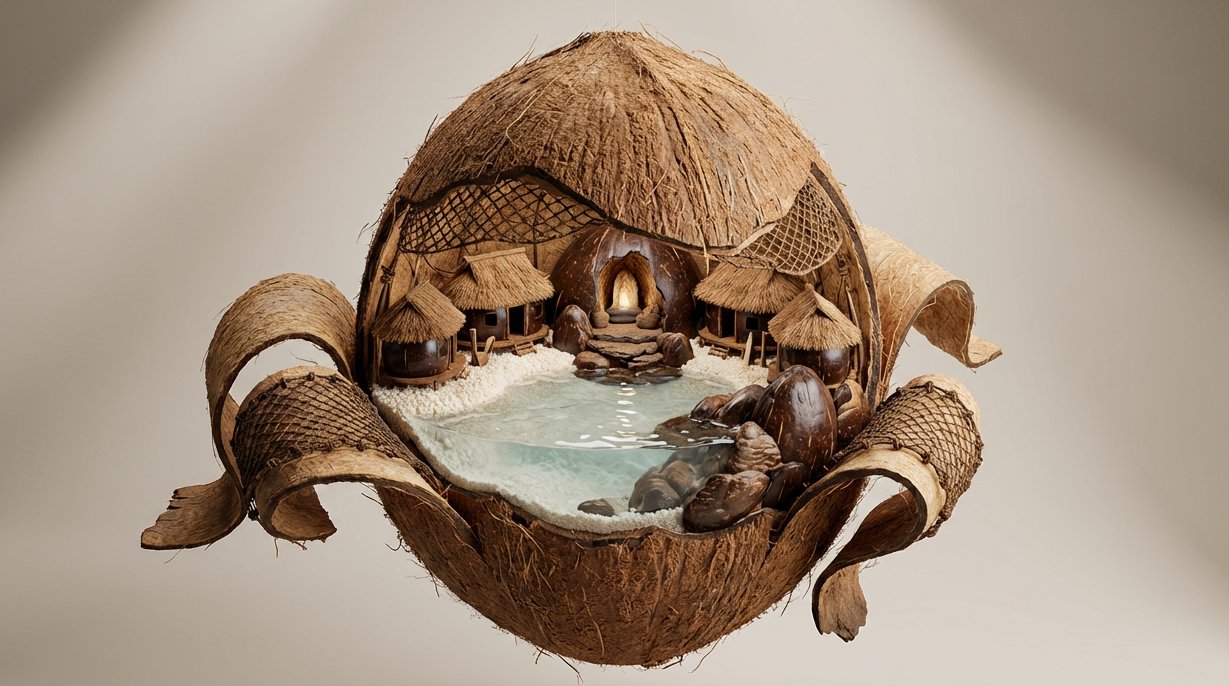 Peeled Object Revealing Inner World, Hyper-Detailed 3D Rendering thumbnail 2