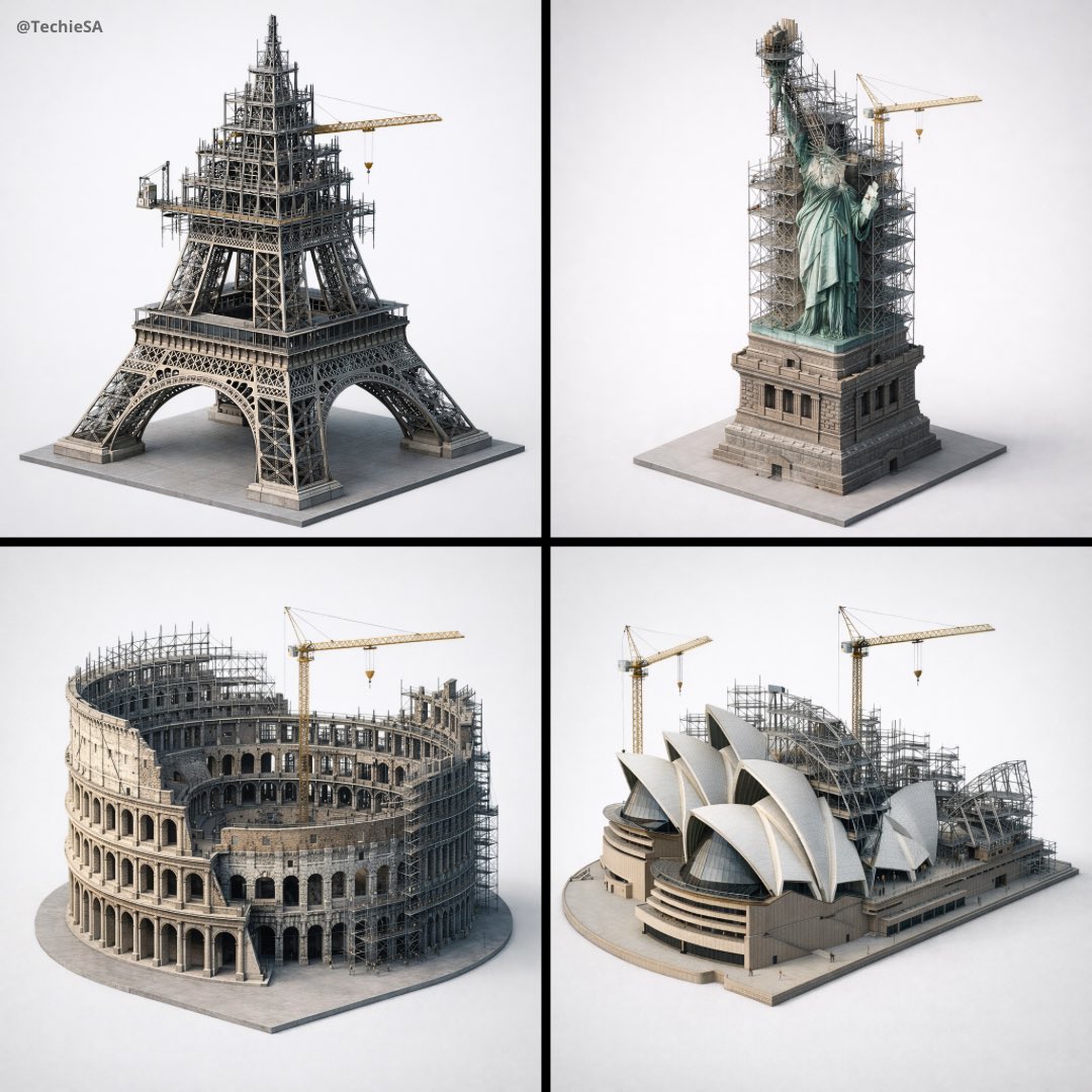 Eternal Construction Landmark, Hyperrealistic Isometric View - view 1