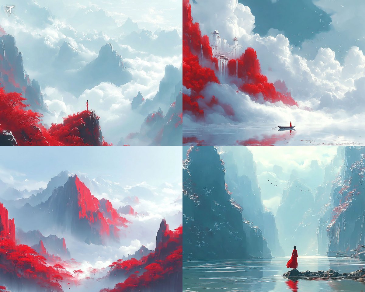 Airy Eastern Fantasy with Soft Mist and Red Accents - view 1