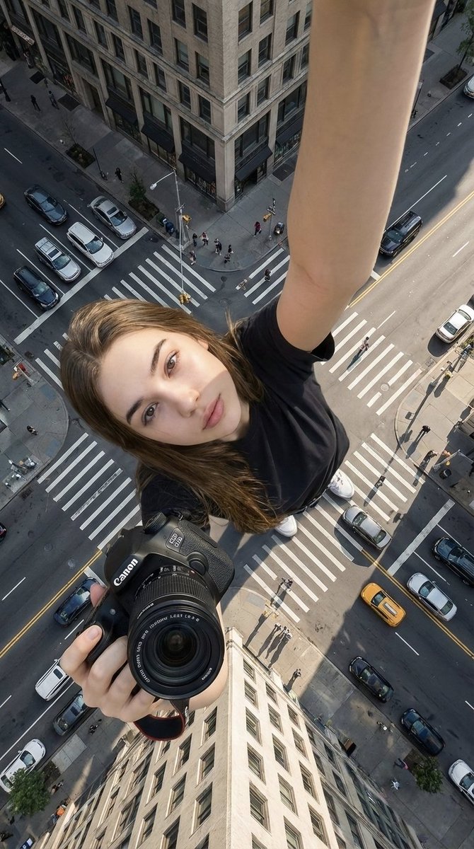 Giant Woman Selfie: Urban Forced Perspective Hyper-Realism - view 1
