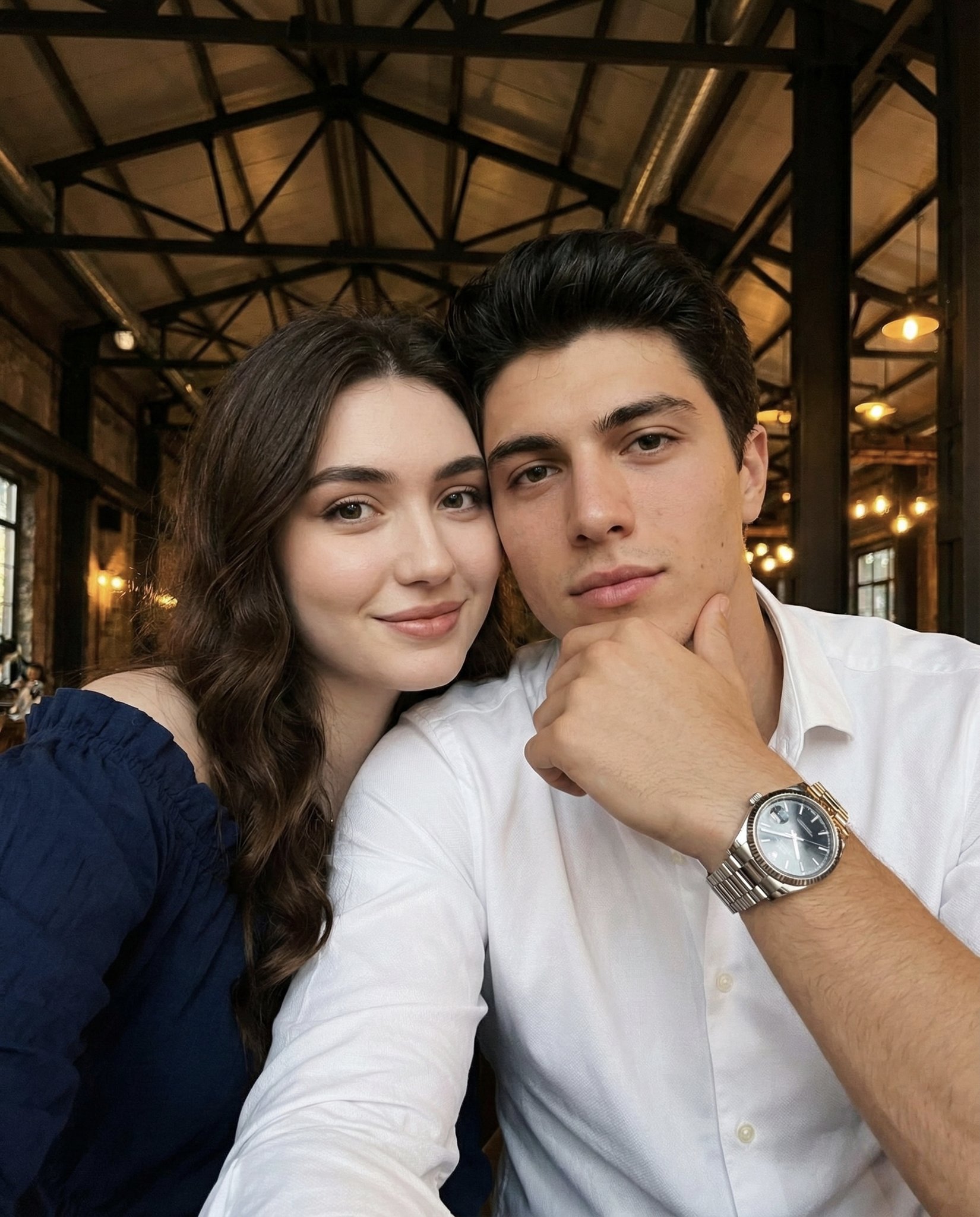 Warm Industrial Couple Selfie - view 1