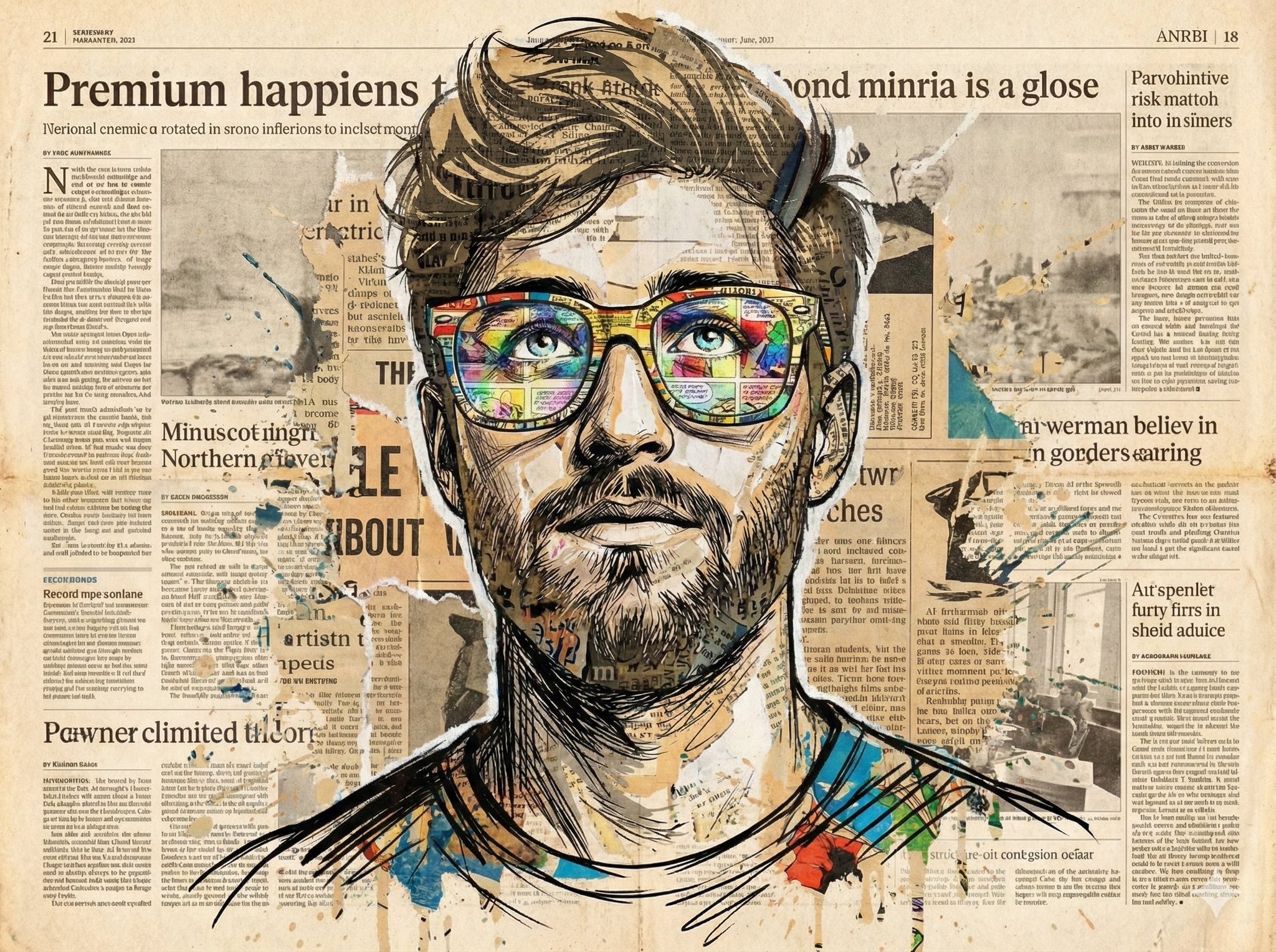 Vibrant Expressive Portrait, Man with Orange Glasses thumbnail 2