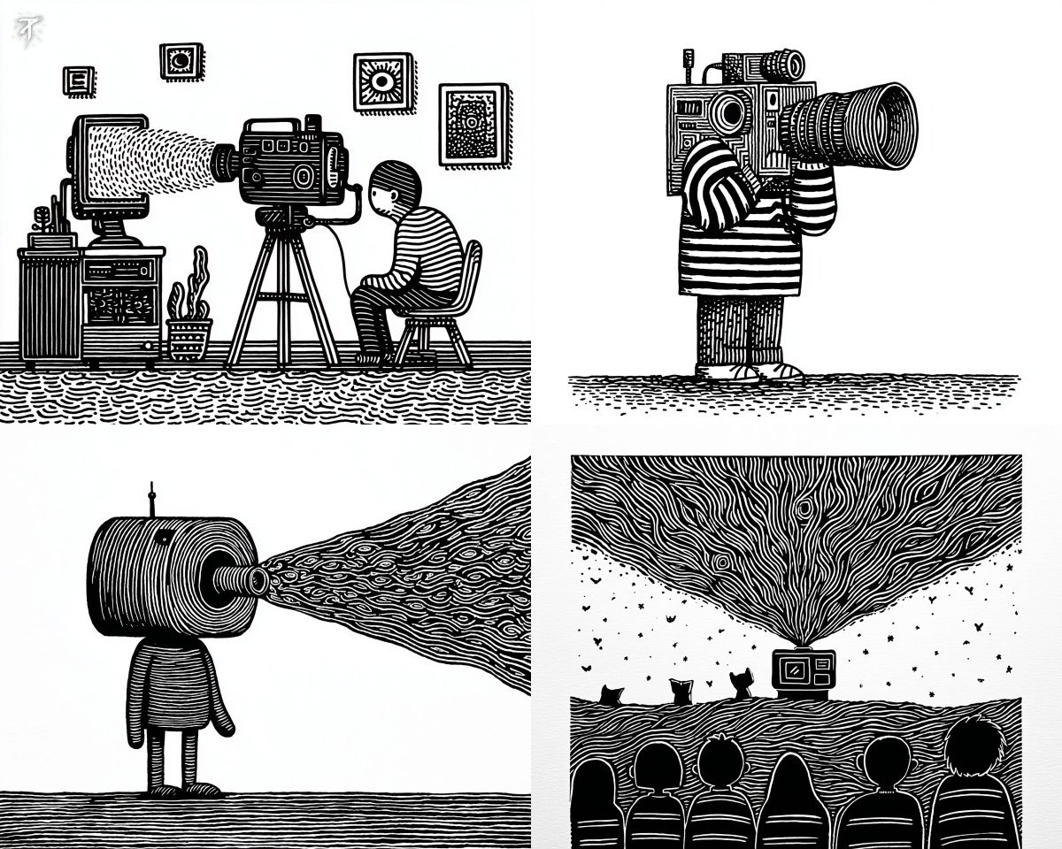 Hand-drawn Black and White Line Art with Bold Contrast - view 1