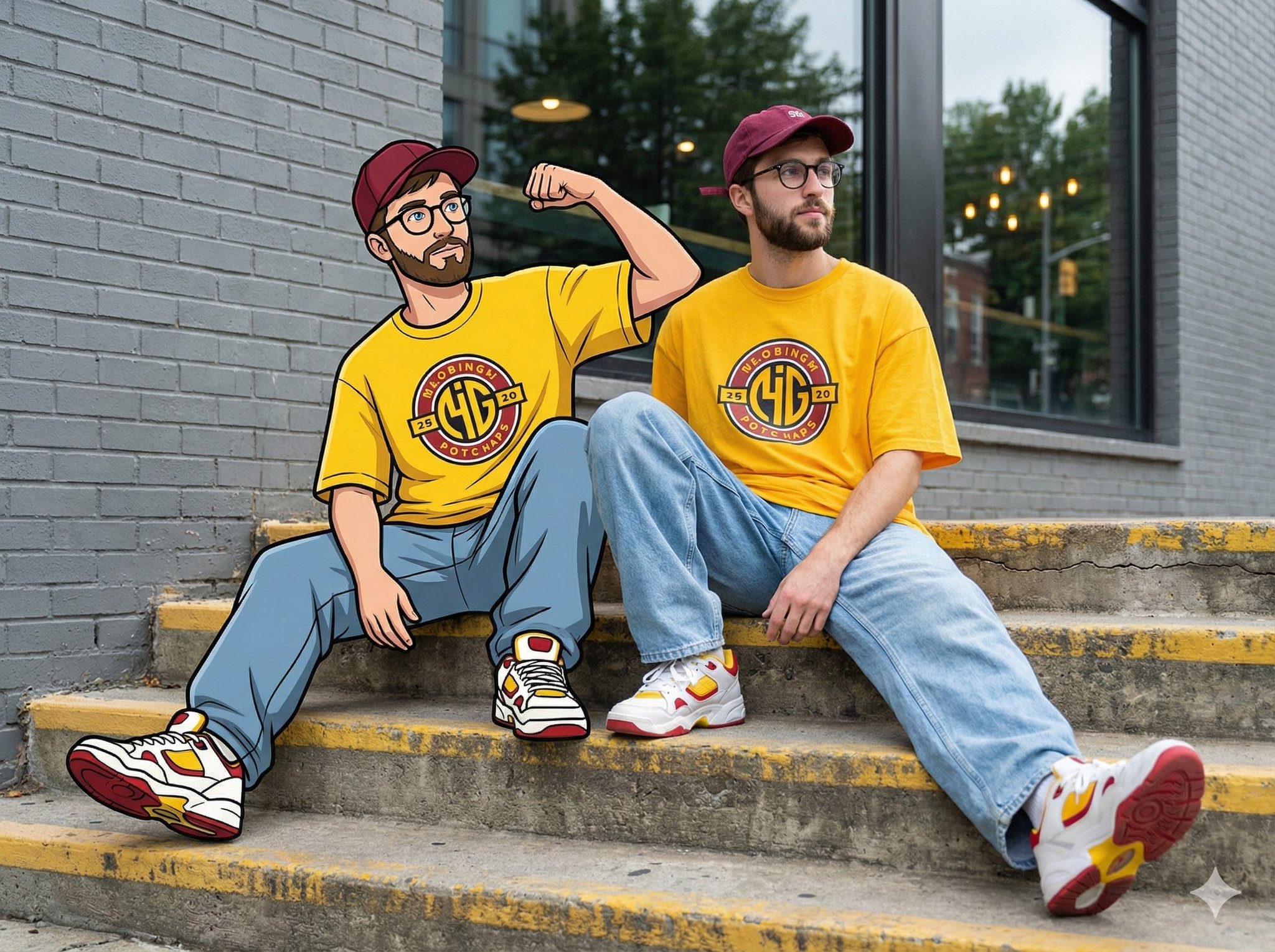 Mixed Reality Street Portrait: Real Person and Cartoon Twin thumbnail 2