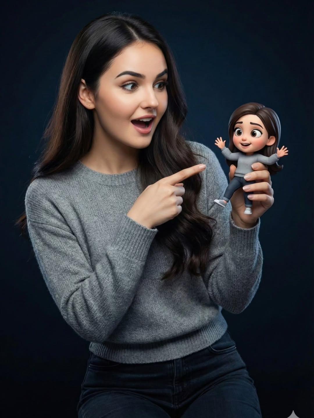 Studio Portrait: Human with Tiny Pixar Cartoon Self thumbnail 2