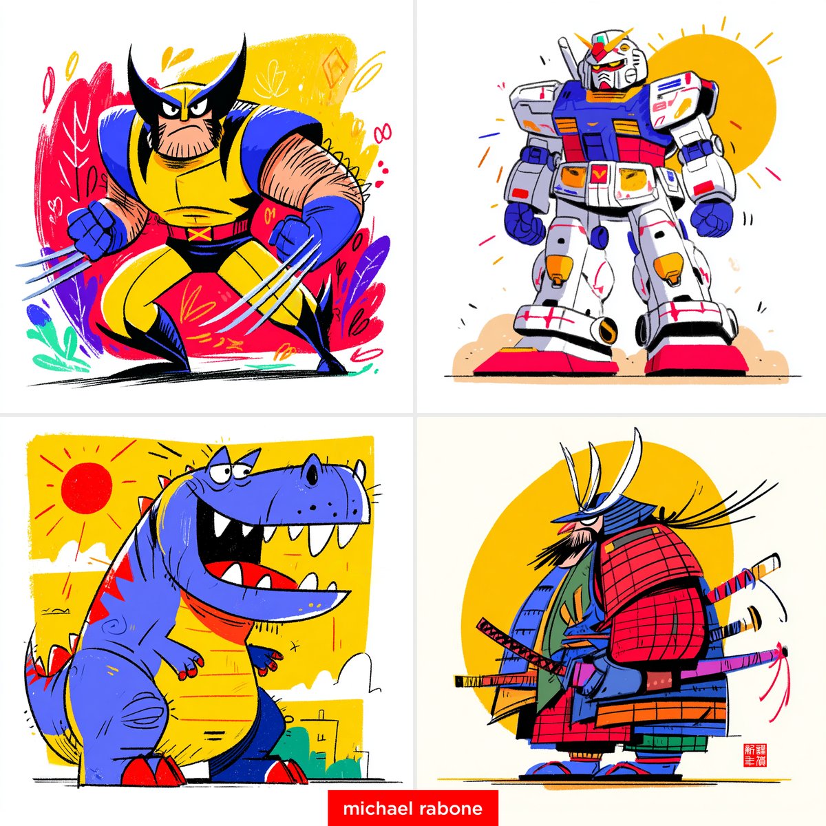 Sketchy Expressive Characters with Bold Graphic Style - view 1