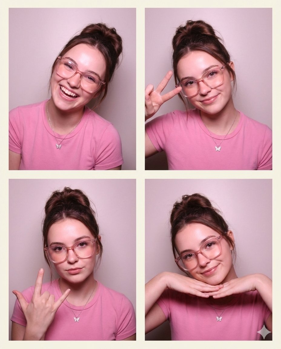 Realistic Woman's 4-Panel Portrait Collage - view 1