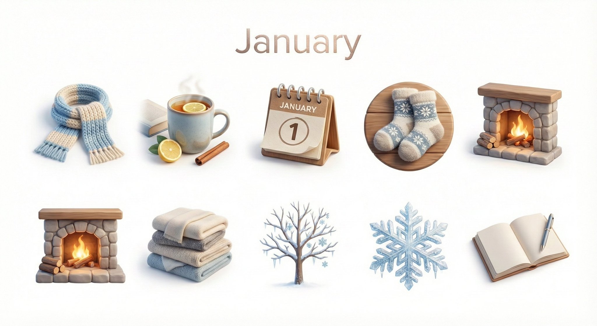 3D Monthly Icons Collection with White Background - view 1
