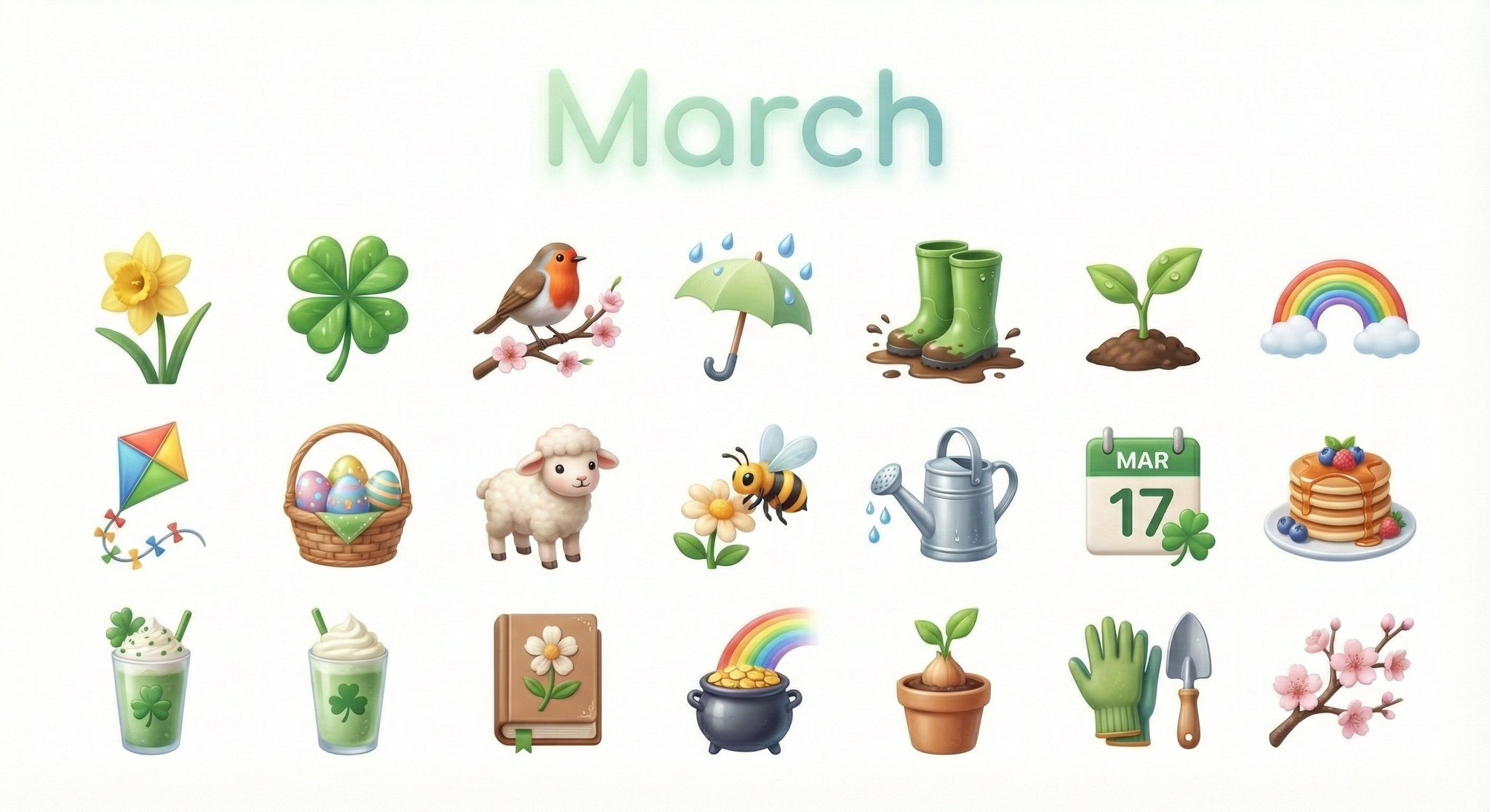 3D Monthly Icons Collection with White Background thumbnail 2