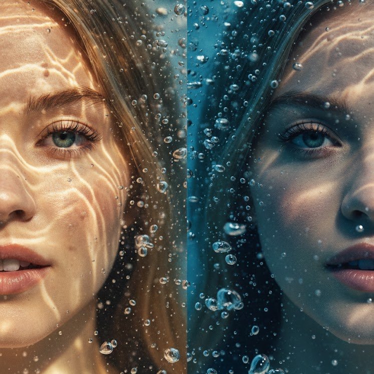 Two-Panel Underwater Portrait with Golden Light - view 1