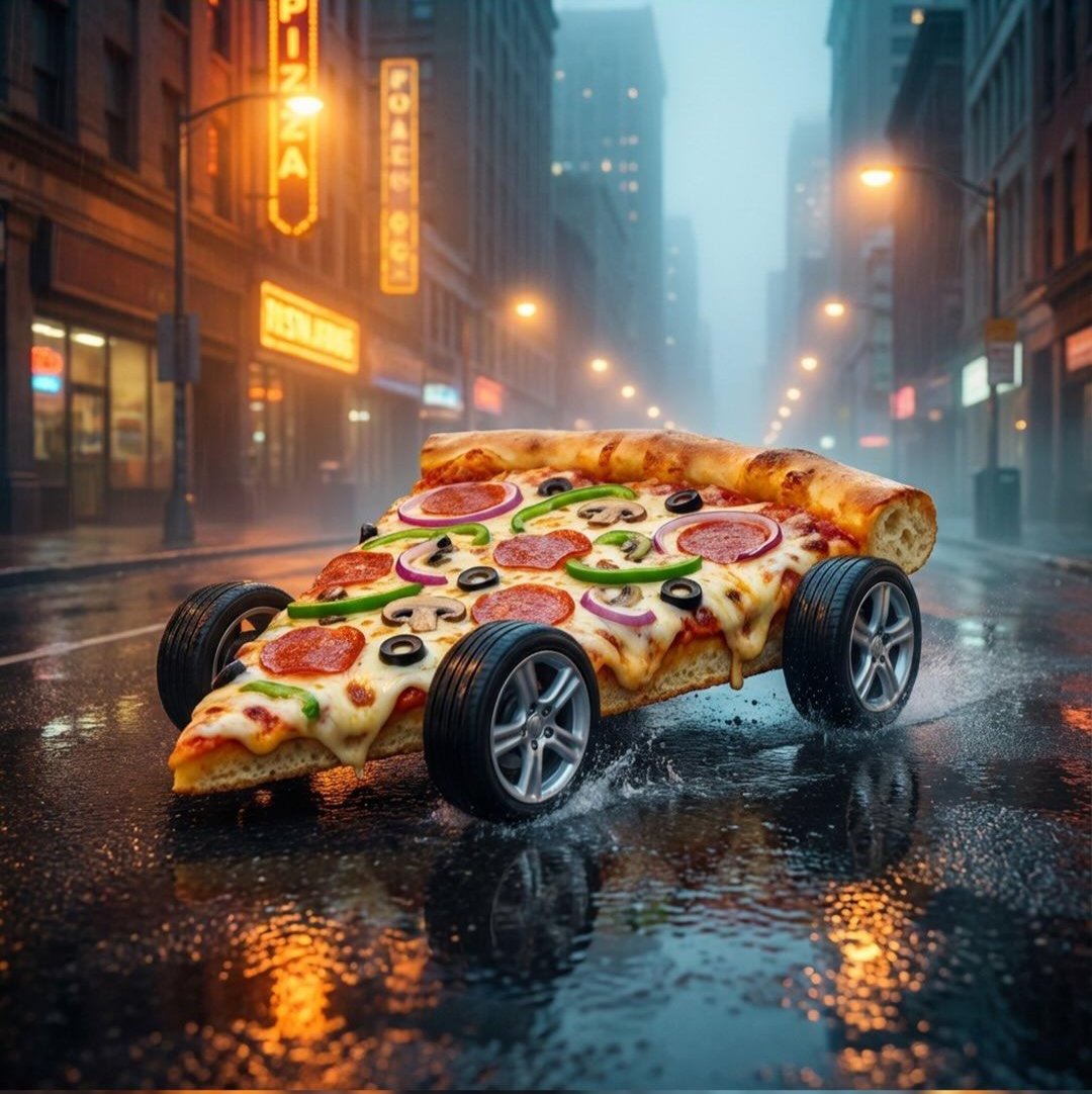 Surreal Pizza Fantasy World: Coastline & Cyberpunk thumbnail 2