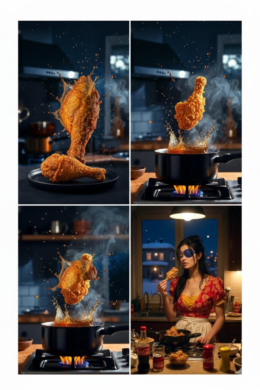 Cinematic Fried Chicken Dinner Collage - view 1