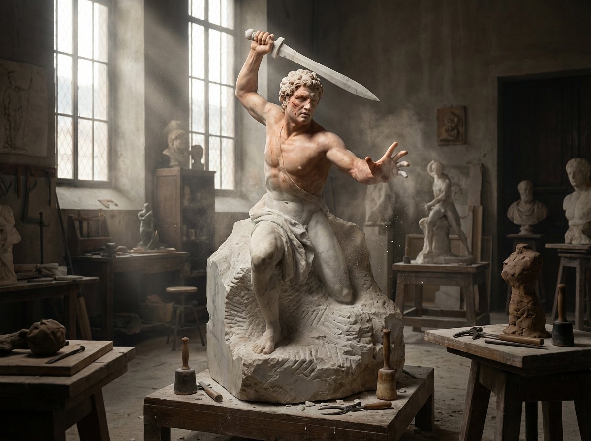 Pygmalion's Awakening Marble Sculpture thumbnail 2