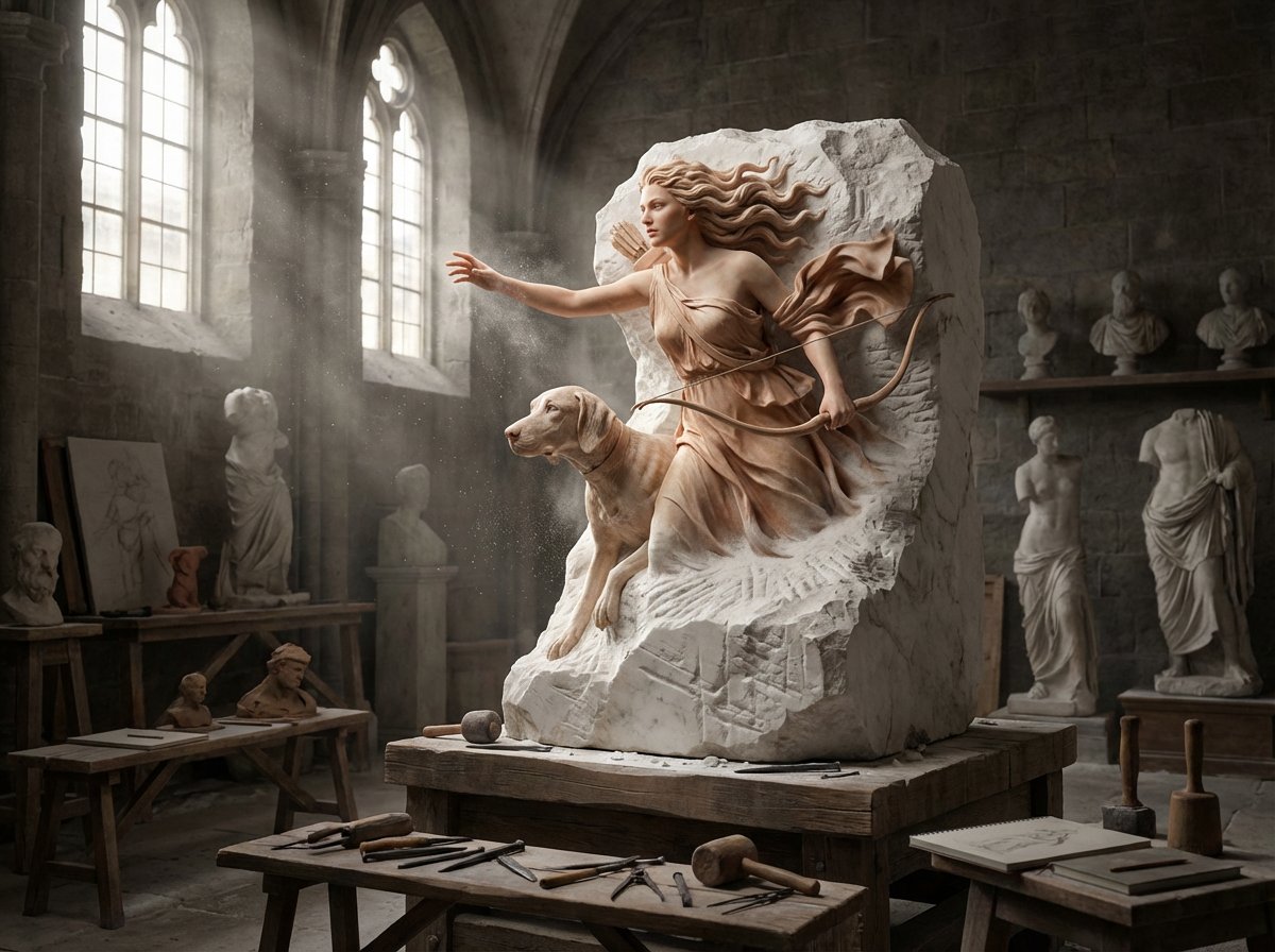 Pygmalion's Awakening Marble Sculpture thumbnail 4