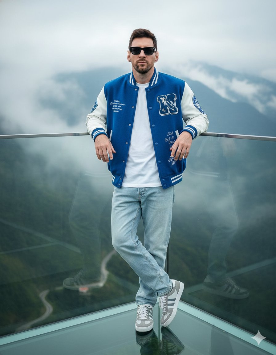 Messi on Skywalk: Ultra-realistic Mountain Travel Editorial - view 1