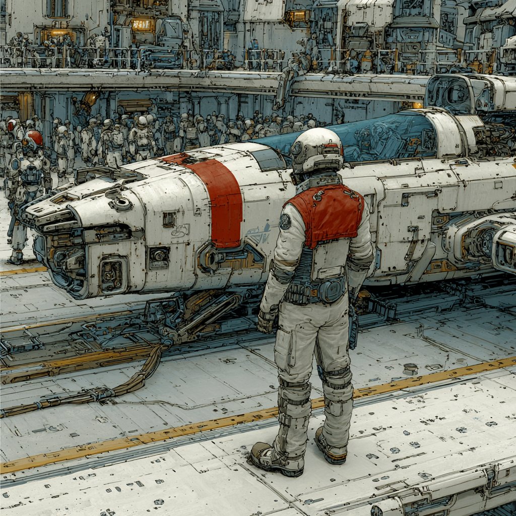 Retro-futuristic Sci-Fi Illustration with Industrial Design thumbnail 2