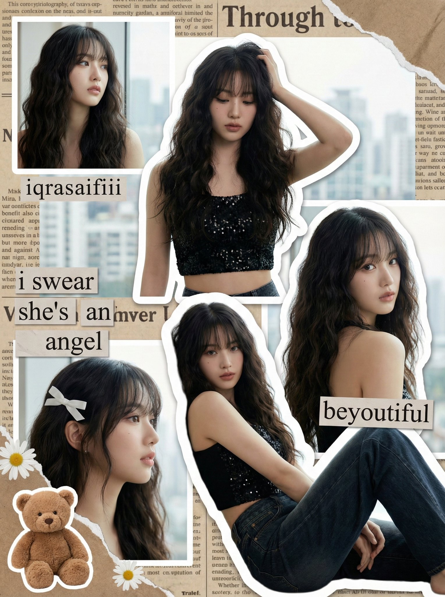 Y2K K-pop Idol Scrapbook Collage with Coquette Aesthetic - view 1