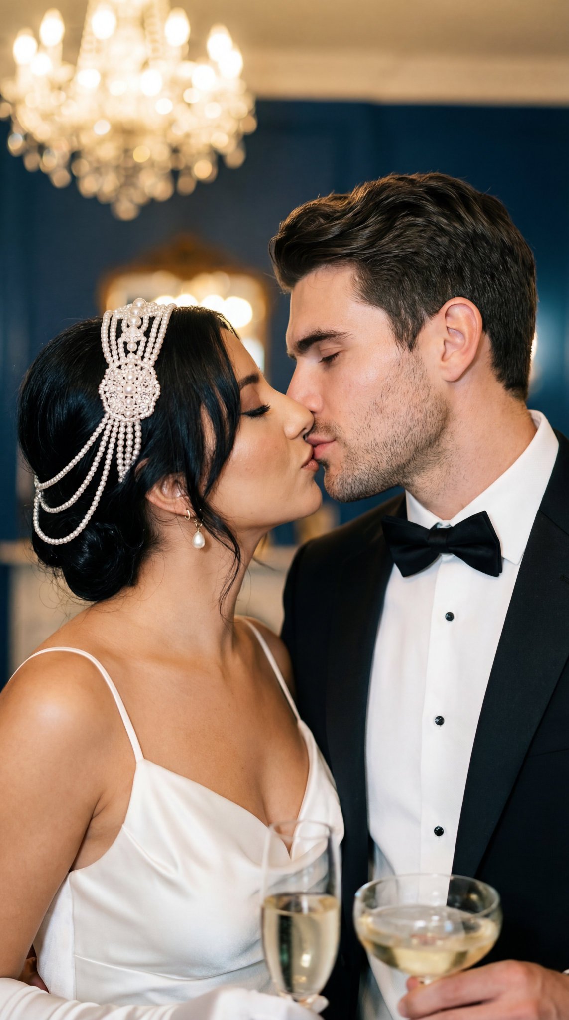 Elegant Couple Intimate Kiss Gatsby Style - view 1