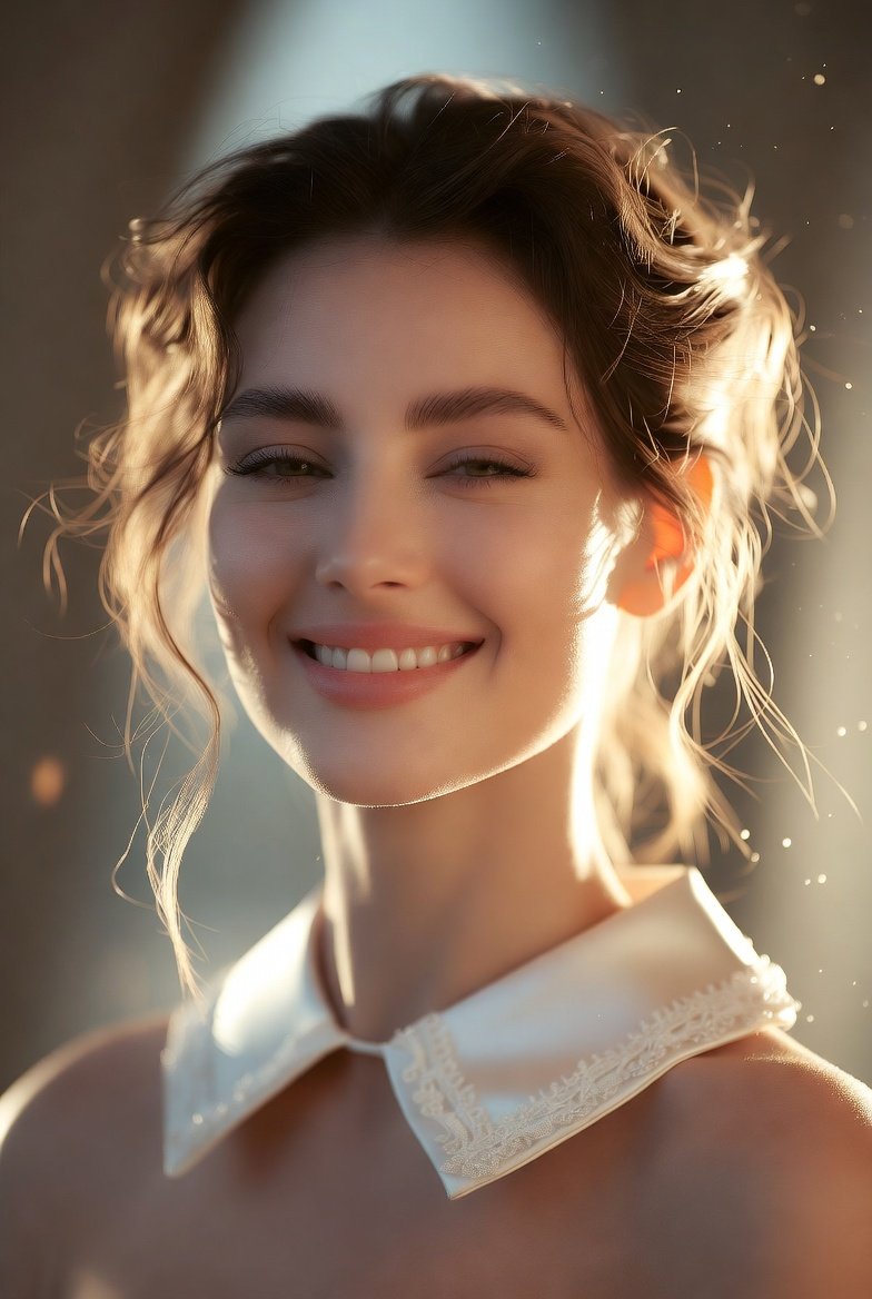 Luxury Beauty Editorial: Graceful Portrait with Luminous Particles - view 1