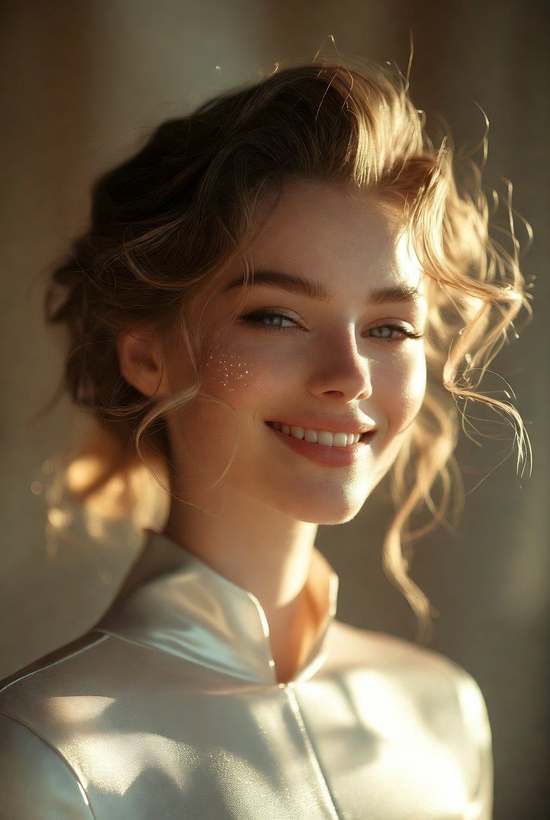 Luxury Beauty Editorial: Graceful Portrait with Luminous Particles thumbnail 2