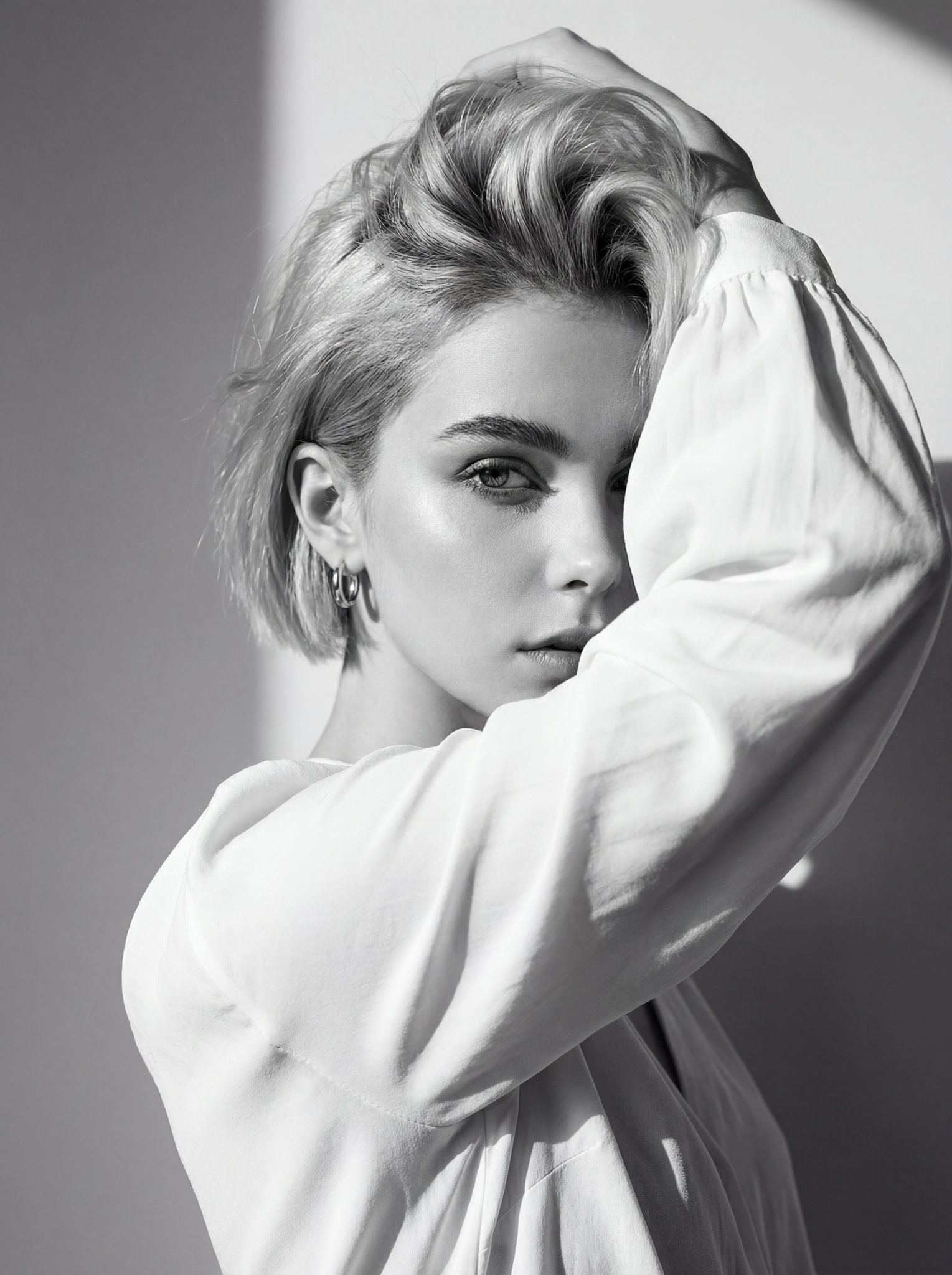 High-Fashion Black and White Editorial Portrait - view 1