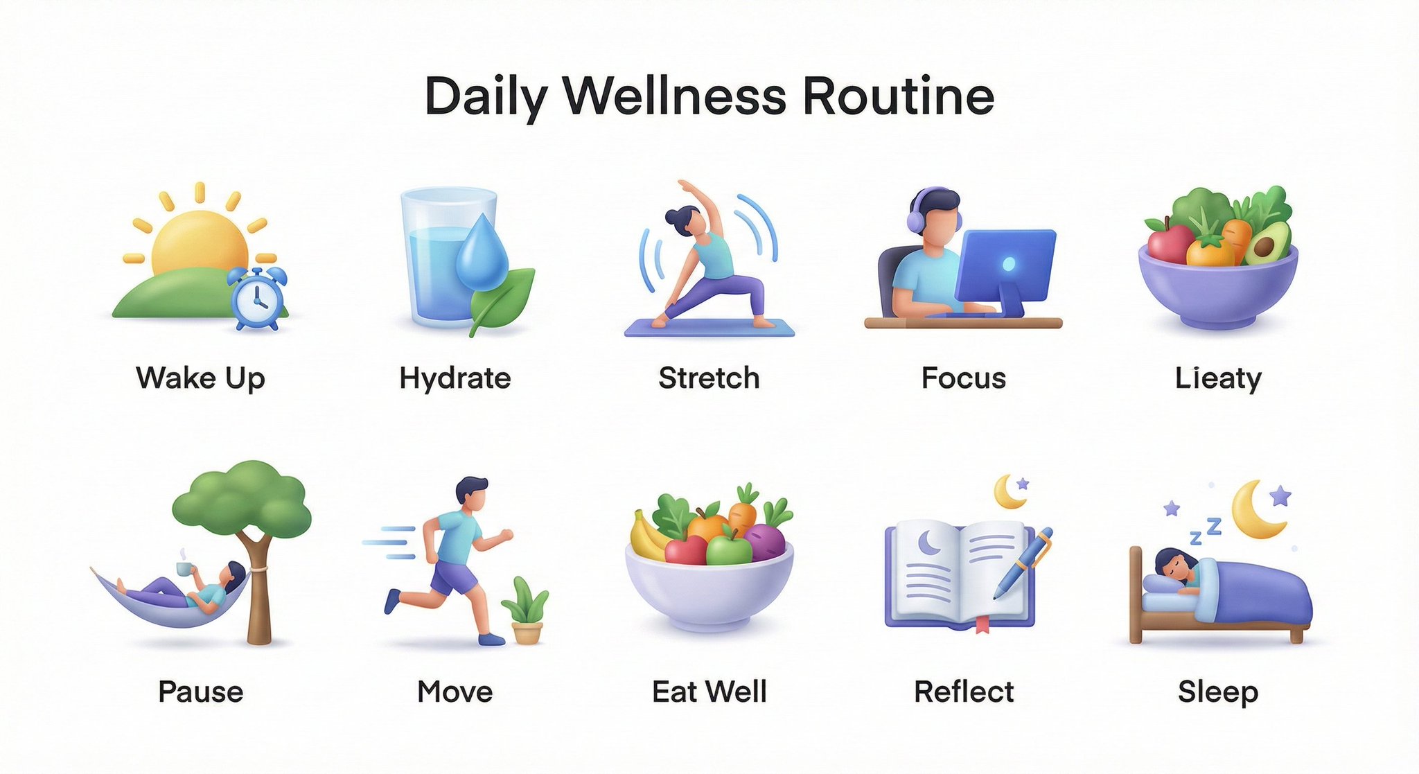 Modern 3D Routine Step Icons Collection - view 1