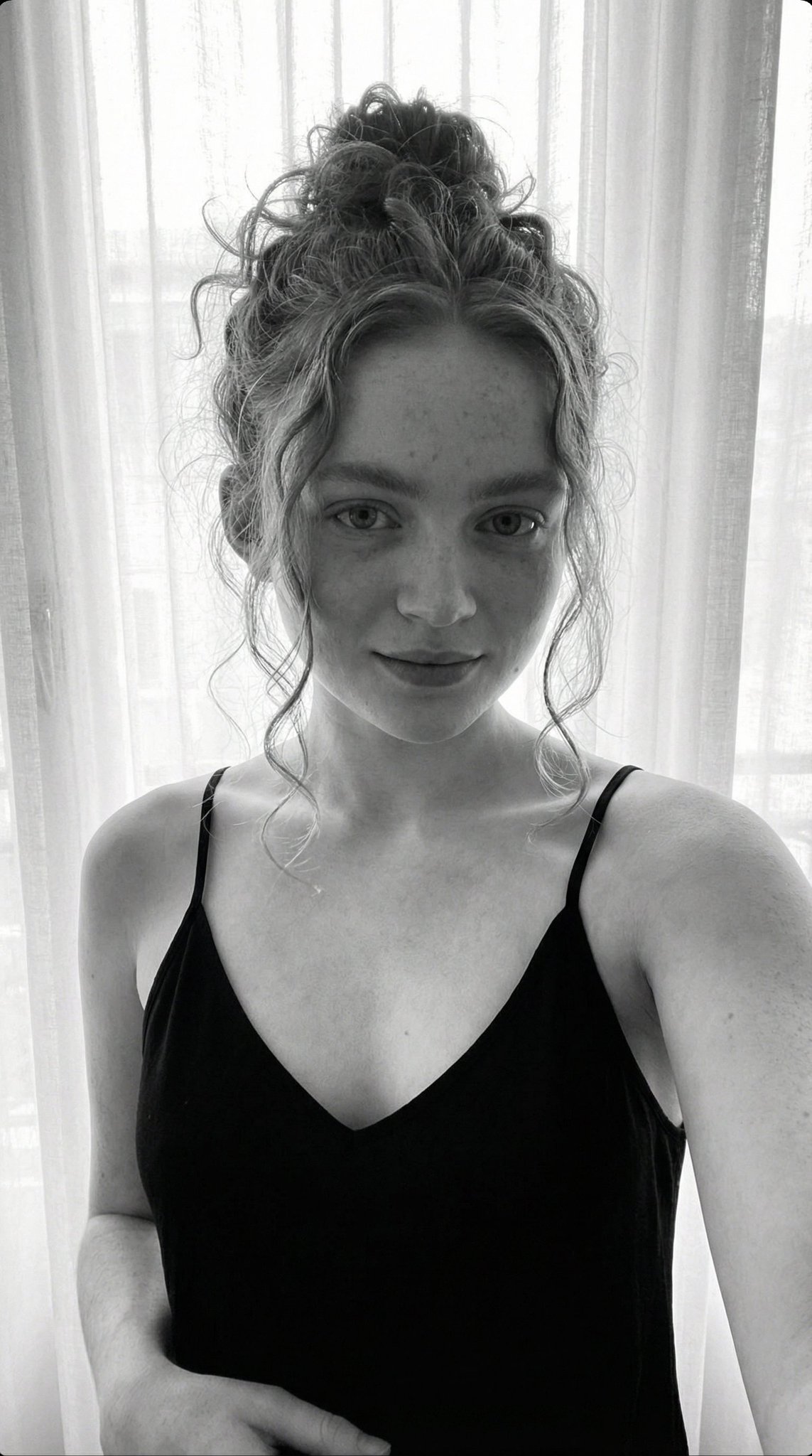 Candid Black and White Portrait, Natural Window Light - view 1
