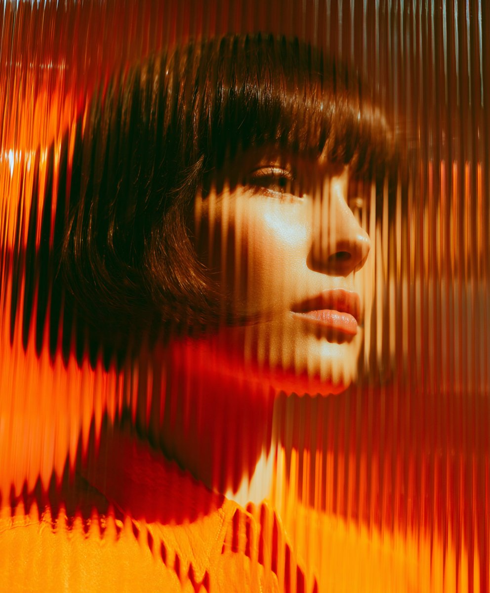 Portrait through Reeded Glass with Optical Distortion thumbnail 2