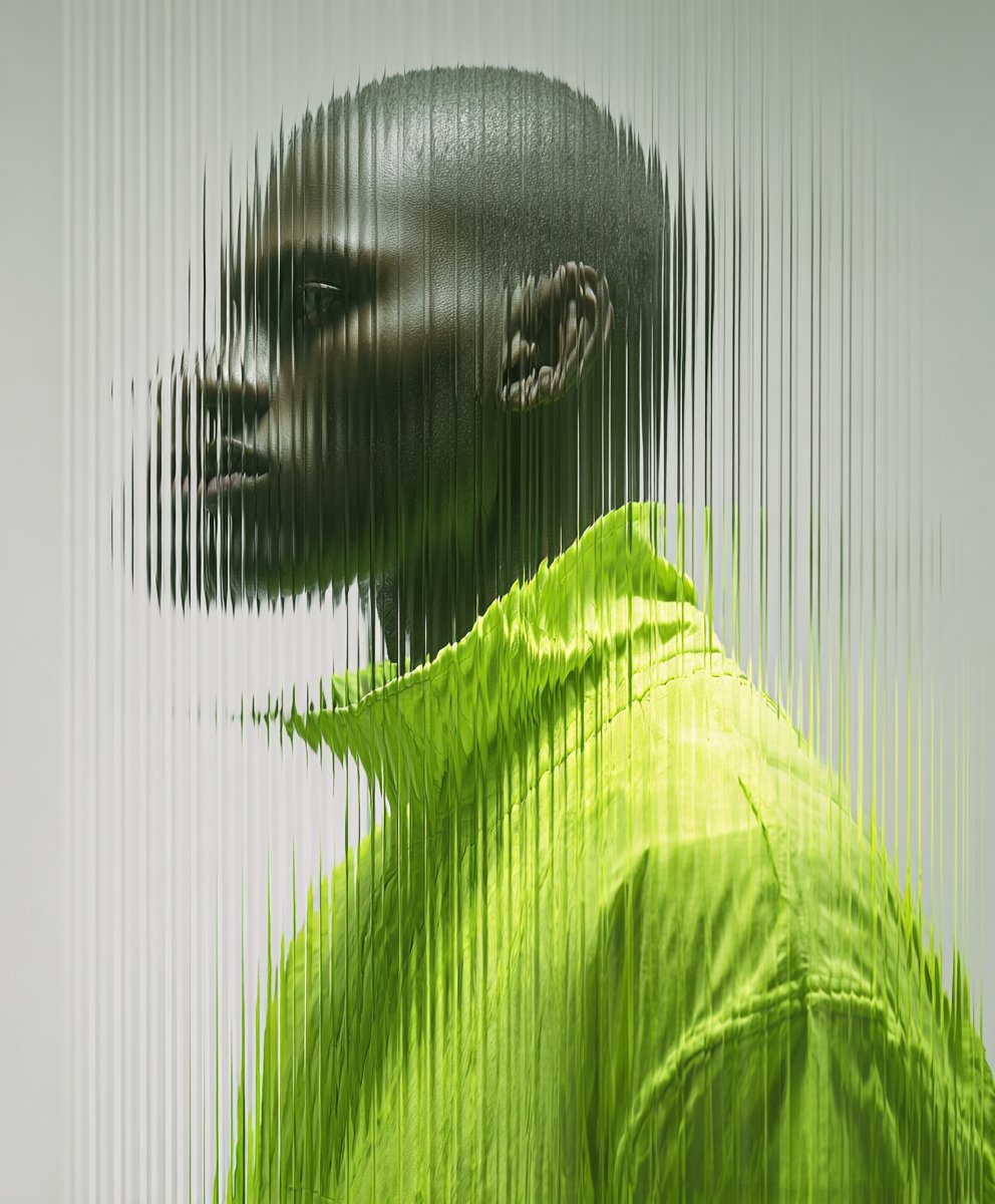 Portrait through Reeded Glass with Optical Distortion thumbnail 4