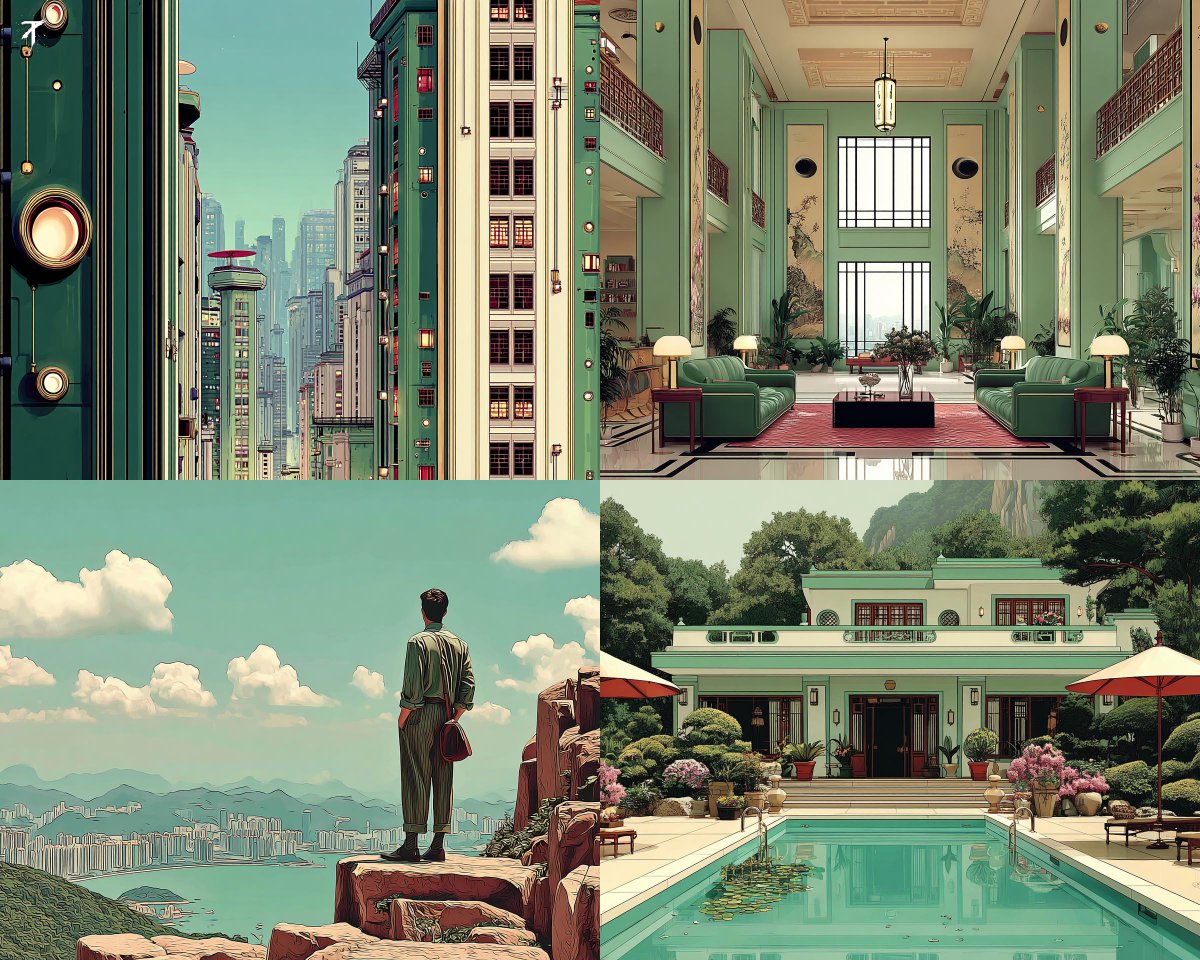 Refined Retro-Modern Art Deco with Soft Green Tones - view 1