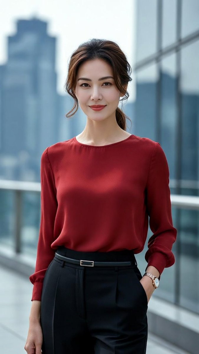 Cinematic Executive Portrait: Confident Professional Woman on City Terrace - view 1