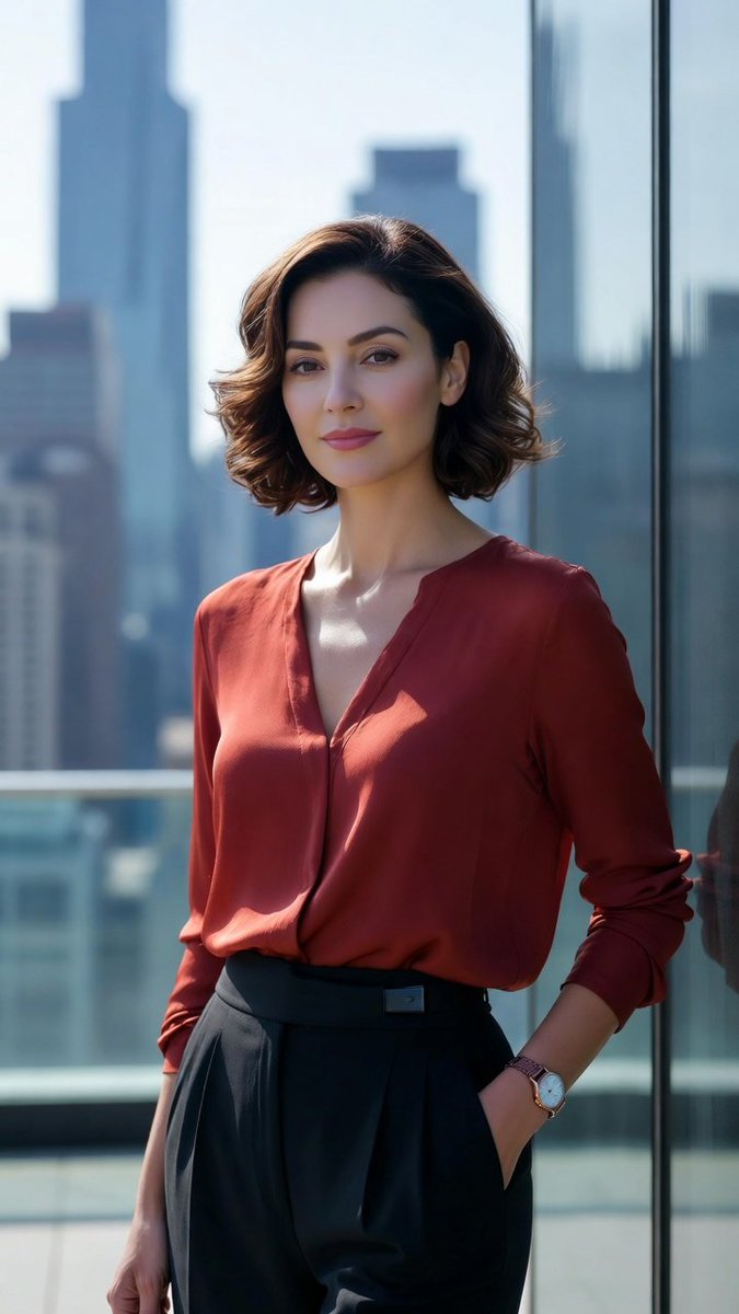 Cinematic Executive Portrait: Confident Professional Woman on City Terrace thumbnail 2