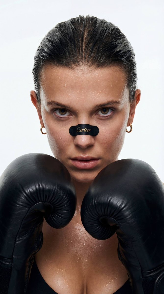 Glamorous Female Boxer, Cartier Branding, Cinematic Studio Portrait thumbnail 3