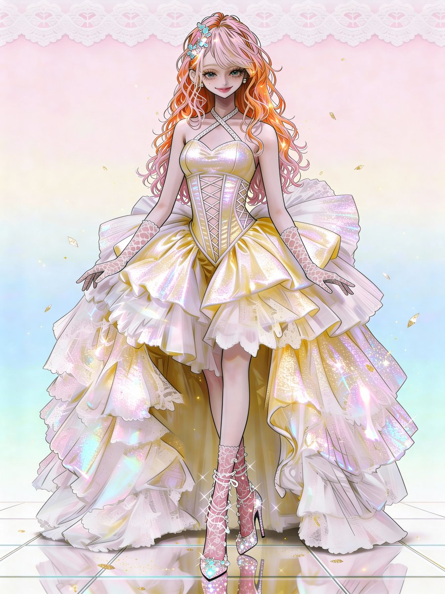 Elegant Japanese Woman in Shimmering Cocktail Dress - view 1