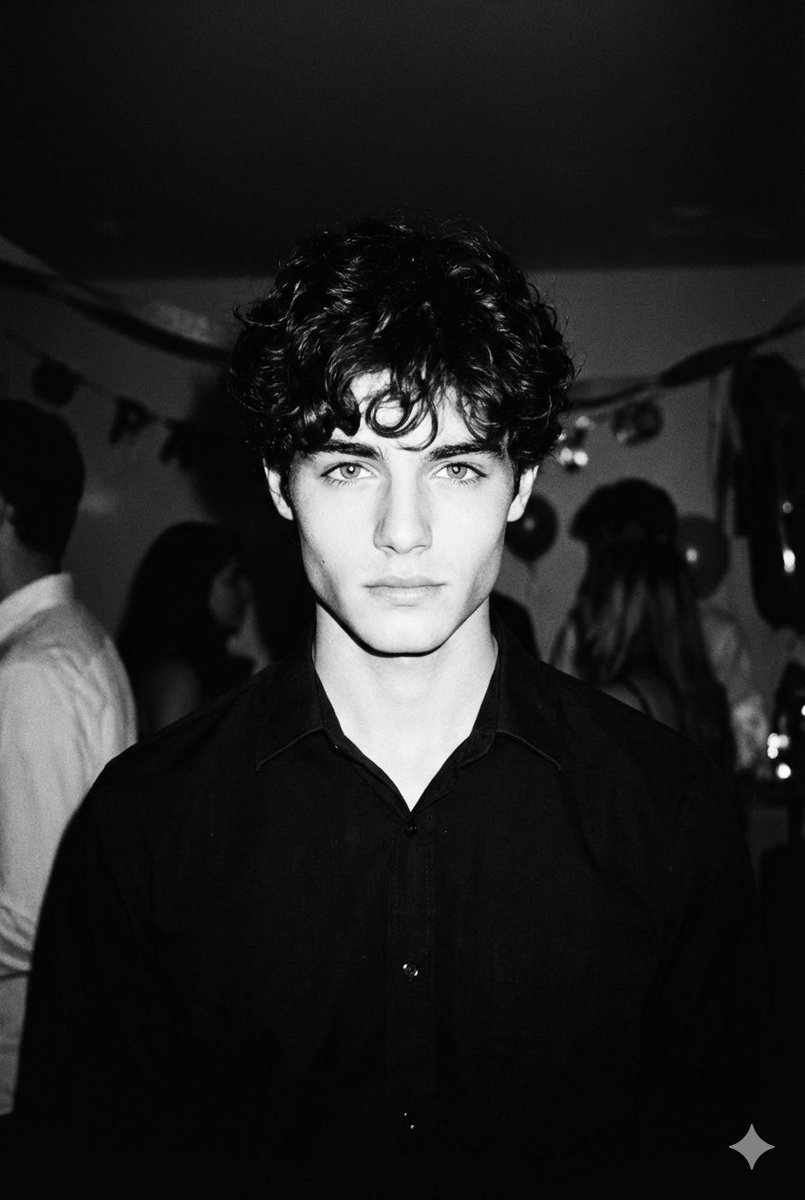 1990s Disposable Camera Photo: Intense Gaze at a Dark Party - view 1