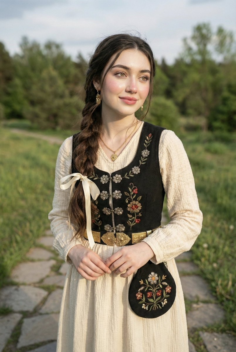 Elegant Woman in Traditional Attire, Outdoor Selfie thumbnail 2