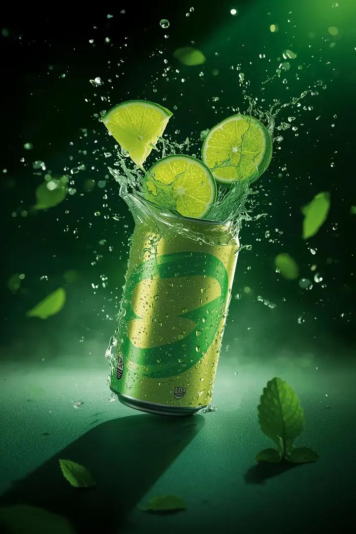 Ultra-cinematic Sparkling Lime Soda Ad Shot - view 1