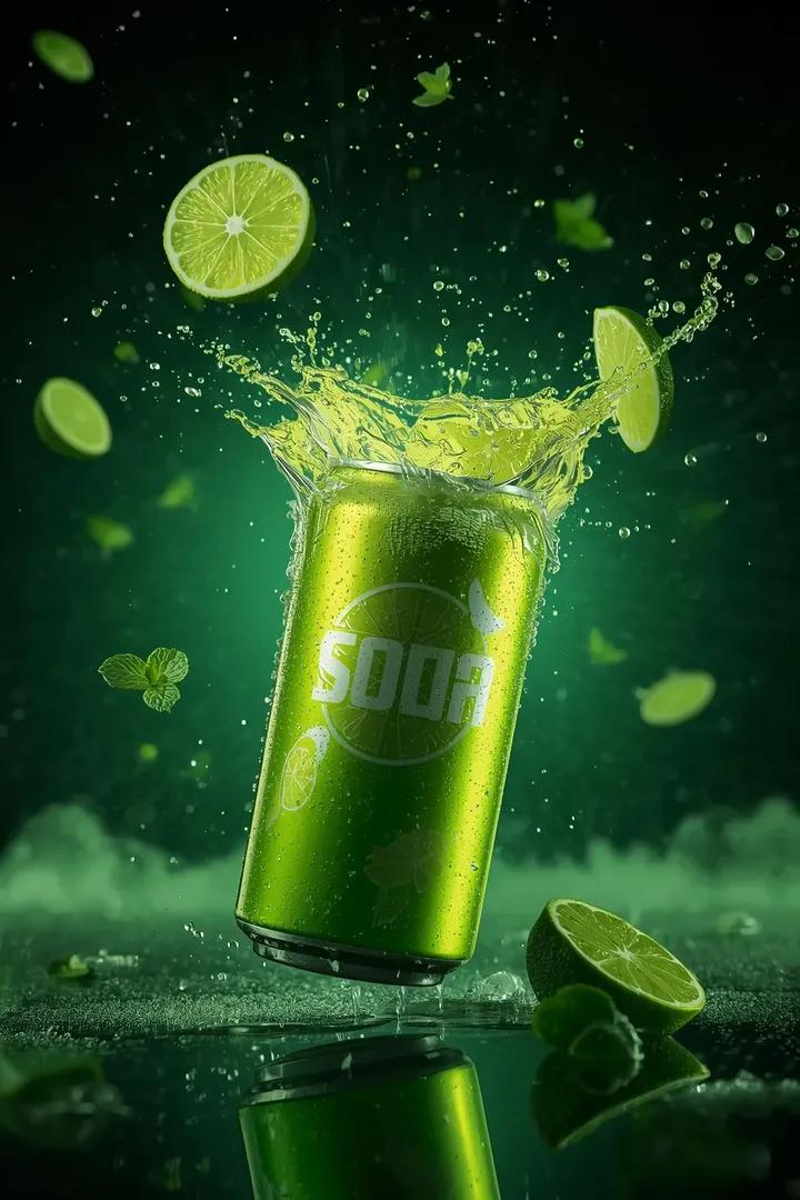 Ultra-cinematic Sparkling Lime Soda Ad Shot thumbnail 2