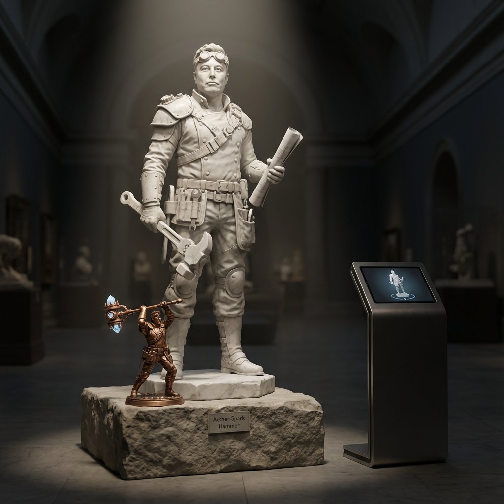 Fantasy RPG Class Marble Statue - view 1