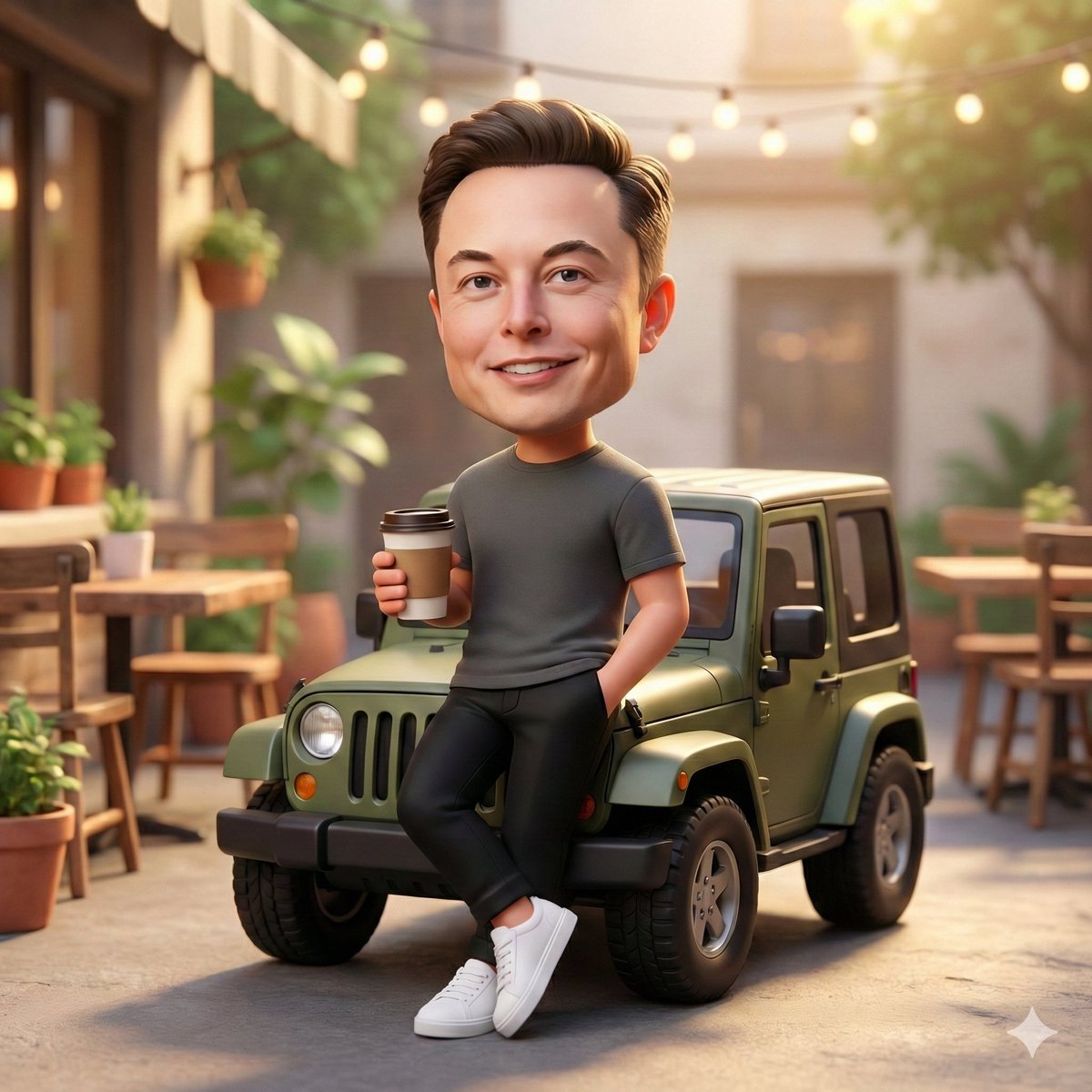 Chibi Character in Cozy Cafe Courtyard thumbnail 3