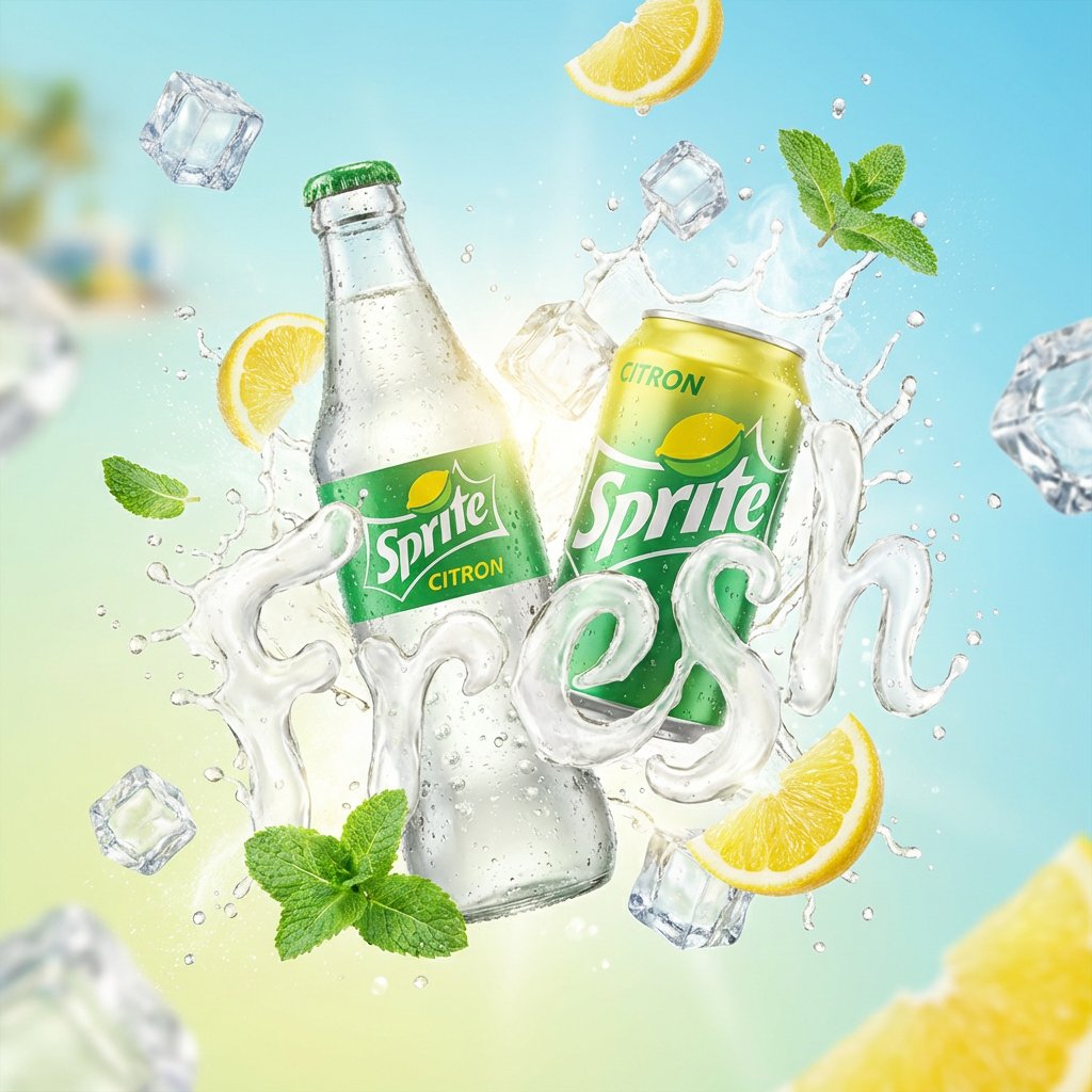 Vibrant High-End Product Ad with Liquid Typography - view 1